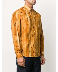 Мужская табачная рубашка с длинным рукавом с принтом от Gitman Vintage