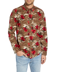 Табачная рубашка с длинным рукавом с цветочным принтом