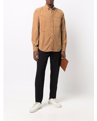 Мужская табачная рубашка с длинным рукавом от Aspesi
