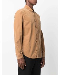 Мужская табачная рубашка с длинным рукавом от Aspesi