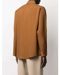 Мужская табачная рубашка с длинным рукавом от Ami Paris