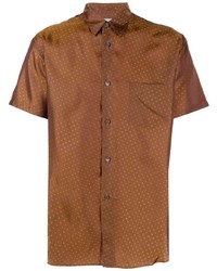 Табачная рубашка с коротким рукавом в горошек