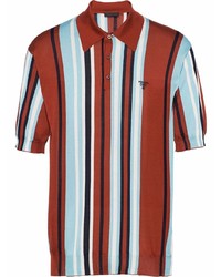 Мужская табачная футболка-поло в вертикальную полоску от Prada