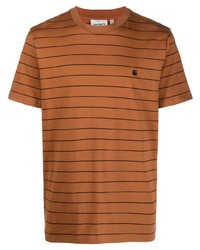 Мужская табачная футболка с круглым вырезом в горизонтальную полоску от Carhartt WIP