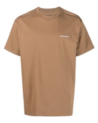 Мужская табачная футболка с круглым вырезом с вышивкой от Carhartt WIP