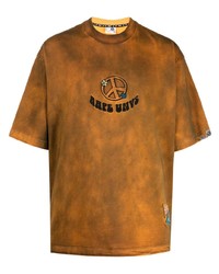 Мужская табачная футболка с круглым вырезом с принтом тай-дай от AAPE BY A BATHING APE