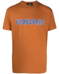 Мужская табачная футболка с круглым вырезом с принтом от DSQUARED2