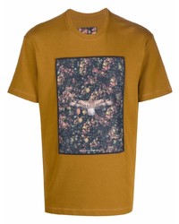 Мужская табачная футболка с круглым вырезом с принтом от Emporio Armani