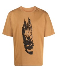 Мужская табачная футболка с круглым вырезом с принтом от Heron Preston