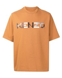 Мужская табачная футболка с круглым вырезом с принтом от Kenzo