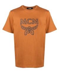 Мужская табачная футболка с круглым вырезом с принтом от MCM