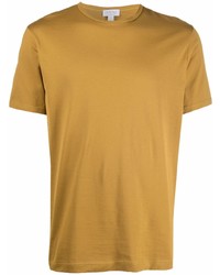 Мужская табачная футболка с круглым вырезом от Sunspel