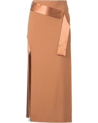 Табачная шелковая юбка