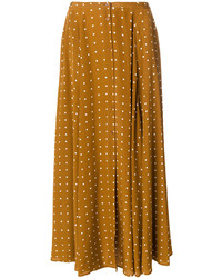 Табачная шелковая юбка в горошек от Diane von Furstenberg