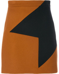 Табачная шерстяная юбка с геометрическим рисунком от MSGM