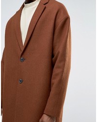 Табачное длинное пальто от Asos