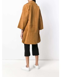 Женское табачное кожаное пальто от Theory