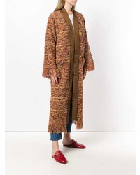 Женское табачное пальто c бахромой от Etro