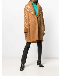 Женское табачное пальто с украшением от Romeo Gigli X Eggs