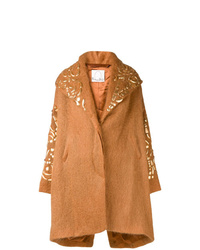 Женское табачное пальто с украшением от Romeo Gigli X Eggs