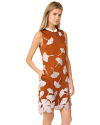Табачное платье прямого кроя с пайетками с украшением от 3.1 Phillip Lim