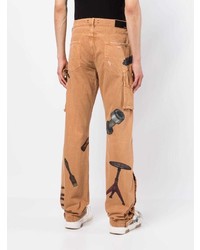 Мужские табачные джинсы с принтом от Amiri