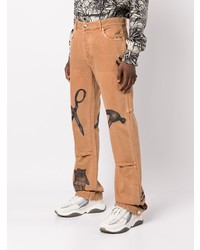 Мужские табачные джинсы с принтом от Amiri