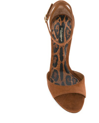 Женские табачные замшевые босоножки от Dolce & Gabbana