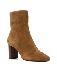 Табачные замшевые ботильоны от Saint Laurent