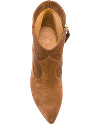 Табачные замшевые ботильоны от Buttero