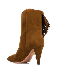 Табачные замшевые ботильоны от Aquazzura