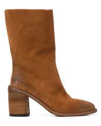 Табачные замшевые ботильоны от Marsèll