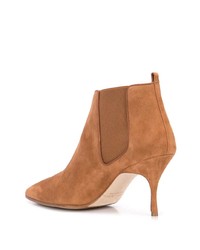 Табачные замшевые ботильоны от Manolo Blahnik