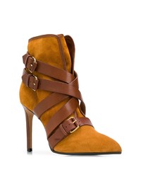 Табачные замшевые ботильоны от Balmain