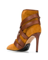 Табачные замшевые ботильоны от Balmain