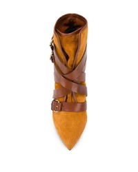 Табачные замшевые ботильоны от Balmain