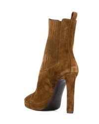 Табачные замшевые ботильоны от Saint Laurent