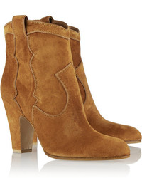 Табачные замшевые ботильоны от Gianvito Rossi