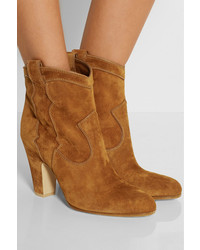 Табачные замшевые ботильоны от Gianvito Rossi