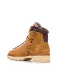 Женские табачные замшевые ботинки на шнуровке от Santoni