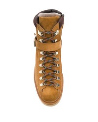 Женские табачные замшевые ботинки на шнуровке от Santoni