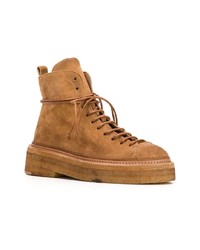 Женские табачные замшевые ботинки на шнуровке от Marsèll