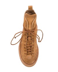 Женские табачные замшевые ботинки на шнуровке от Marsèll