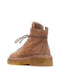 Женские табачные замшевые ботинки на шнуровке от Marsèll