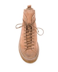 Женские табачные замшевые ботинки на шнуровке от Marsèll