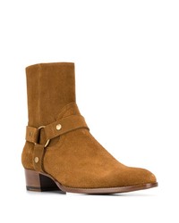 Мужские табачные замшевые ботинки челси от Saint Laurent