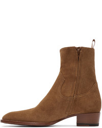 Мужские табачные замшевые ботинки от Saint Laurent