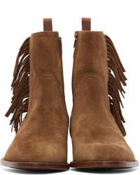 Мужские табачные замшевые ботинки от Saint Laurent