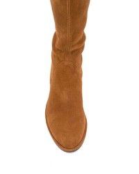 Табачные замшевые ботфорты от Stuart Weitzman