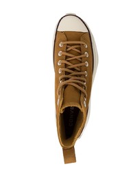 Мужские табачные замшевые высокие кеды от Converse